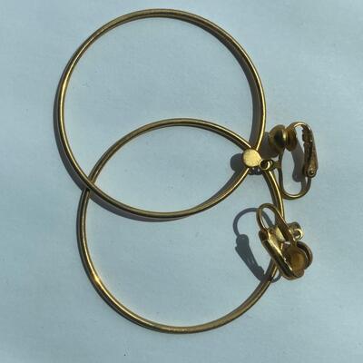 Vintage Pair Clip On Large Hoop Earrings
