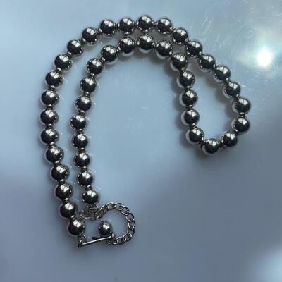 Silver Tone Bead on Chain Necklace