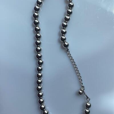 Silver Tone Bead on Chain Necklace