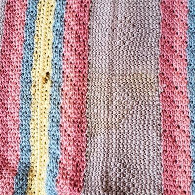 4' x 5' Vintage crocheted blanket with Stripes