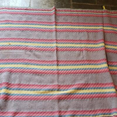 4' x 5' Vintage crocheted blanket with Stripes