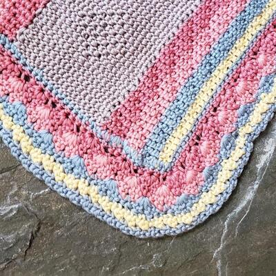 4' x 5' Vintage crocheted blanket with Stripes