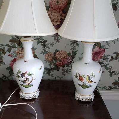 Pair of porcelain table lamps, Herend?