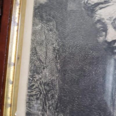 Leopold Flameng in manner of Rembrandt Antique print in carved wood frame