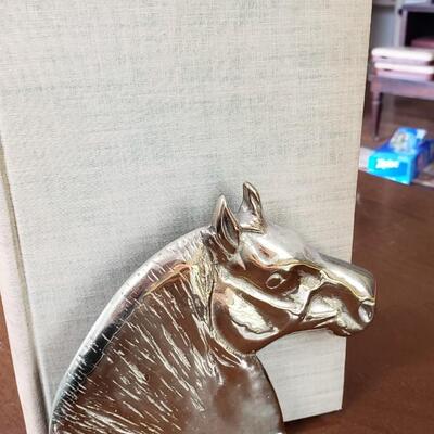 Virginia MetalCrafters Percheron Brass Horse Book Ends