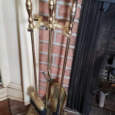 Classic Vintage brass fireplace tools