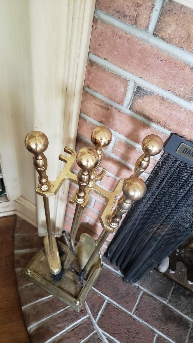 Classic Vintage brass fireplace tools