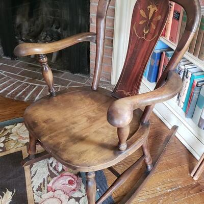 Small antique rocking chair Rocker In-laid wood