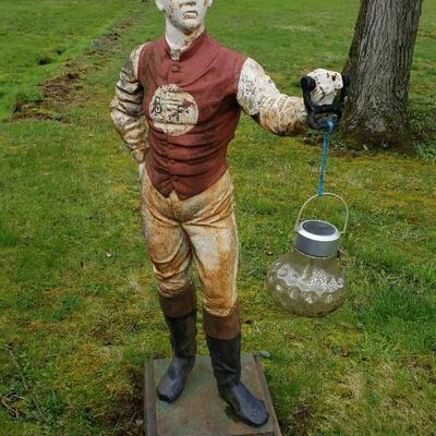 Metal lawn jockey 49" tall approximately