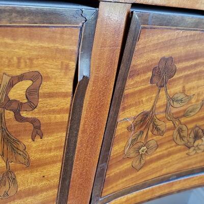 Inlaid wood China cabinet display
