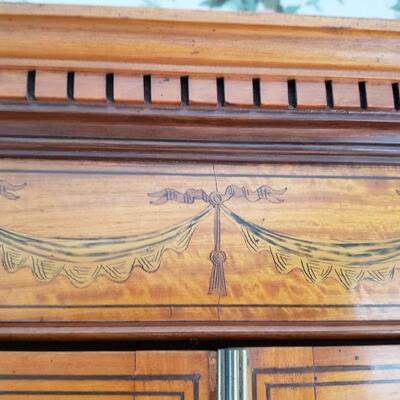 Inlaid wood China cabinet display
