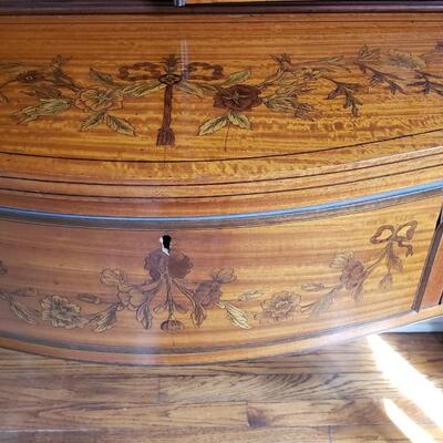 Inlaid wood China cabinet display