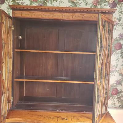 Inlaid wood China cabinet display
