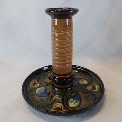 German Pottery Candlestick Holder