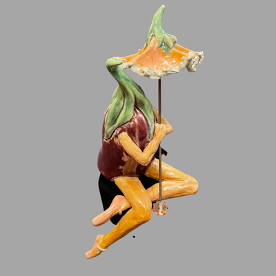 Susan Bergman Eggplant Umbrella Sculpture - 11"