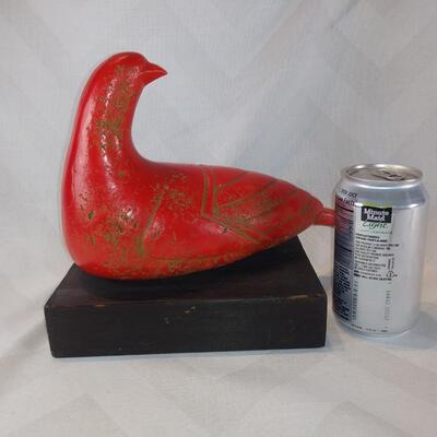 Red Dove on Plank
