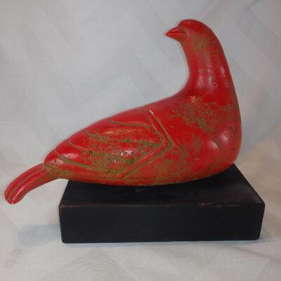 Red Dove on Plank