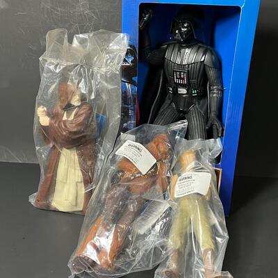 LOT 54: Star Wars Figures from the 90s by Applause - Vader, Chewbacca, Luke, Obi Wan