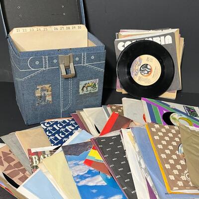 LOT 92: 40+ 45 RPM Singles in Vintage Case  - Lots of Disco