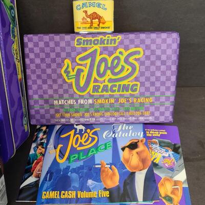 LOT 128: Vintage Advertising Smoking Joes Camel Tin/Lighter/Matches & Death Cigarettes