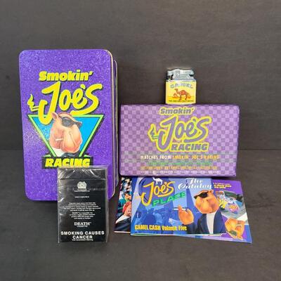 LOT 128: Vintage Advertising Smoking Joes Camel Tin/Lighter/Matches & Death Cigarettes