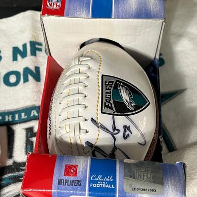 LOT 201: Eagles Collectibles and Cards - Signed Min-Football & More