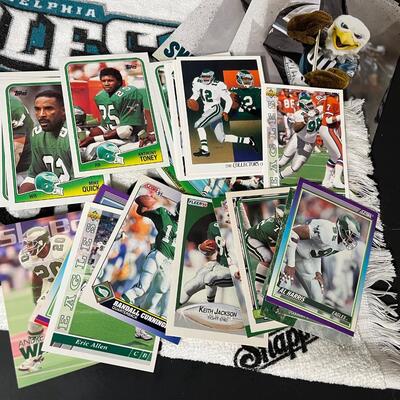 LOT 201: Eagles Collectibles and Cards - Signed Min-Football & More
