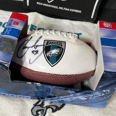 LOT 201: Eagles Collectibles and Cards - Signed Min-Football & More