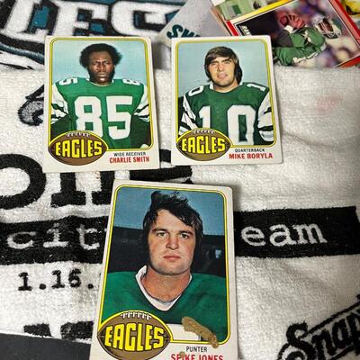 LOT 201: Eagles Collectibles and Cards - Signed Min-Football & More