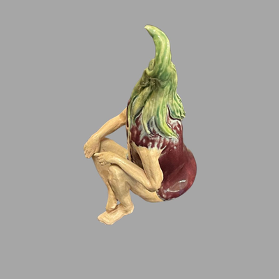 Susan Bergman Sitting Eggplant Sculpture - 8"