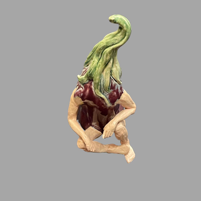 Susan Bergman Sitting Eggplant Sculpture - 8"