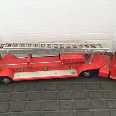 114 Vintage Toy Fire Engine, Dump Truck & Remote Controlled Car