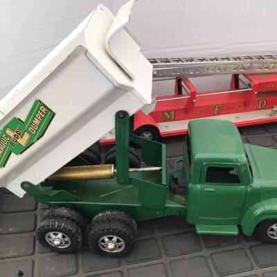 114 Vintage Toy Fire Engine, Dump Truck & Remote Controlled Car