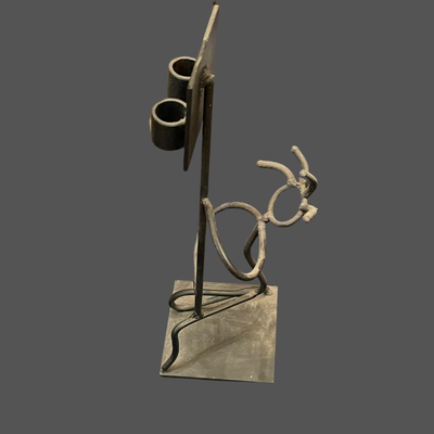 New Orleans Metal Artist (unknown) Flambeaux Carrier Sculpture - 14"