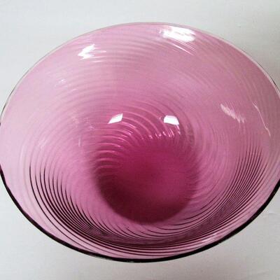Lot of Cranberry Glass, 2 Swirl Bowls, Plate and Small Bowl