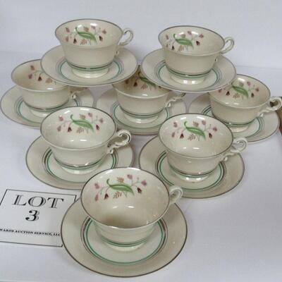 8 Vintage CORALBEL Old Ivory Cup and Saucer Sets, Syracuse China Co, USA