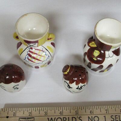 Vintage Egg Cup and Shaker Man and Lady Set