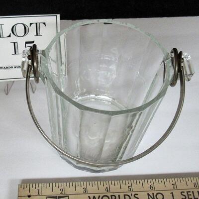 Nice Heav Vintage Glass Ice Bucket Marked ITALY on Bottom