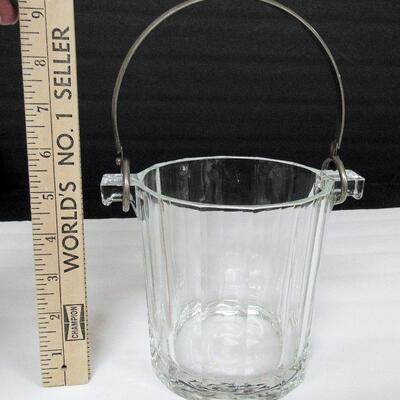 Nice Heav Vintage Glass Ice Bucket Marked ITALY on Bottom