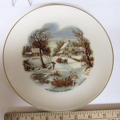 Nice Vintage Pickard China Decorative Plate, Currier and Ives Image