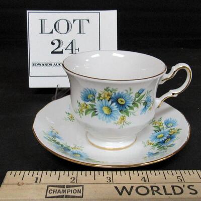 Vintage Queen Anne Bone China, England, Floral Cup/Saucer Set