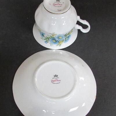 Vintage Queen Anne Bone China, England, Floral Cup/Saucer Set