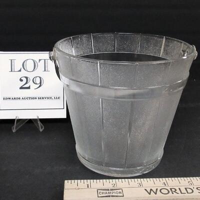 Vintage Glass Ice Bucket, Hammered Handle