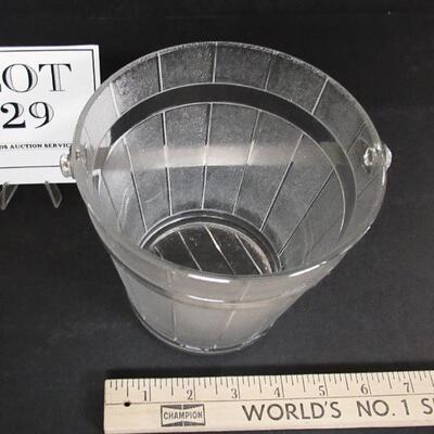Vintage Glass Ice Bucket, Hammered Handle