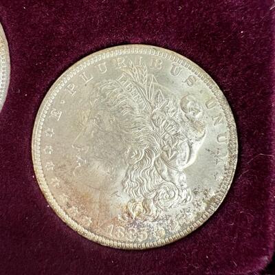 590  Uncirculated New Orleans 1883, 1884, 1885 Grade MS-60 Morgan Silver Dollar Collection