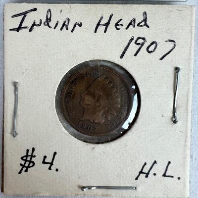 595  Circulated 1895, 1906, 1907 Indian Head Pennies/ Circulated 1941-S Quarter VG Condition/ Uncirculated 1965 Quarter