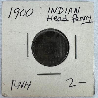 597  1913 Type Two Buffalo Nickel/ 1888, 1900 Indian Head Pennies/ 1776-1976 Kennedy Bicentennial Half Dollar