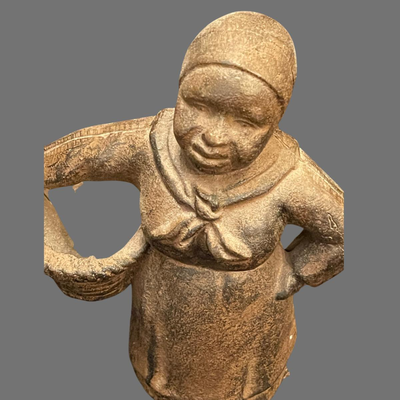 Cast Iron Woman Holding Basket