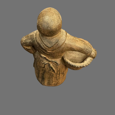 Cast Iron Woman Holding Basket
