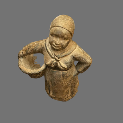 Cast Iron Woman Holding Basket